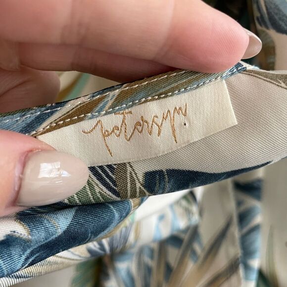 Petersyn Tayla Tropical Satin Belted Midi Dress Size Medium - Picture 3 of 6